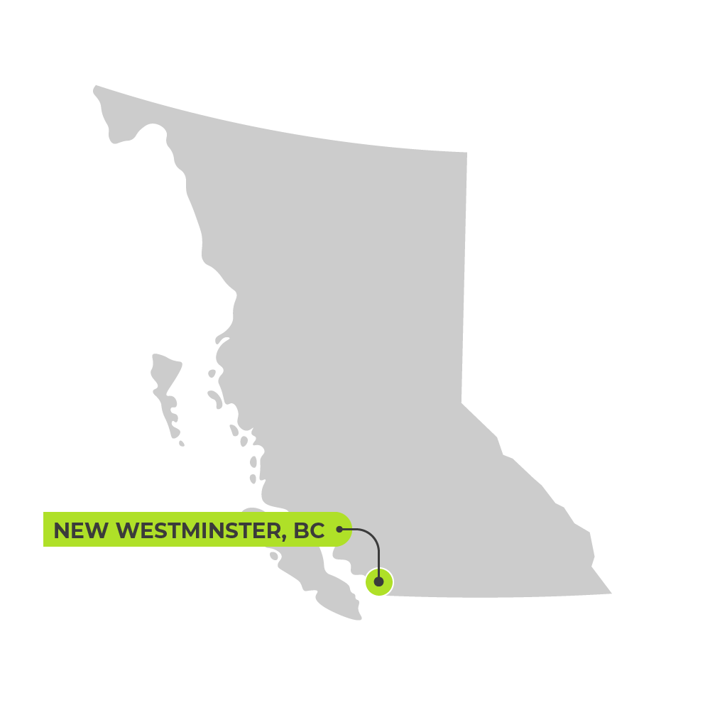 Map of BC featuring New Westminster