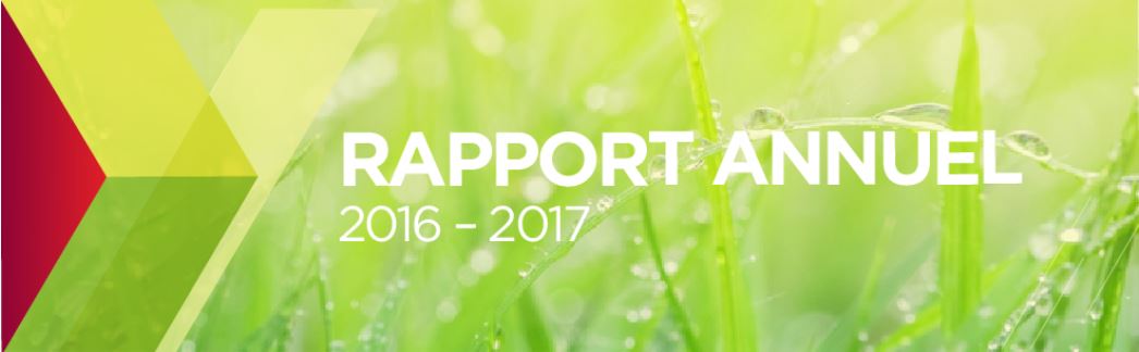 Bandeau vert contenant « Rapport annuel 2016-2017 ». 
