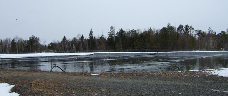 Vue des étangs de l’usine de traitement des eaux usées de la Ville de St. Andrews, au Nouveau-Brunswick.