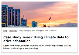 A case study header showcasing a coastal city at sunset. Below is the text: Case study series: Using climate data to drive adaptation