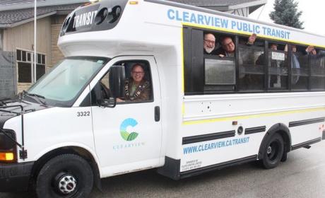 Alt text: Clearview Public Transit bus